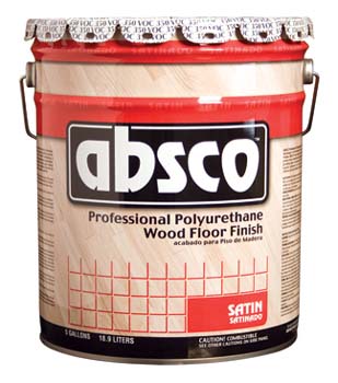 ABSOLUTE COATINGS 89515 ABSCO POLYURETHANE WOOD FLOOR FINISH SATIN 350  VOC SIZE:5 GALLONS.