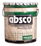 ABSOLUTE COATINGS 89525 ABSCO POLYURETHANE WOOD FLOOR FINISH SEMI GLOSS 350  VOC SIZE:5 GALLONS.