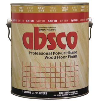 ABSOLUTE COATINGS 89611 ABSCO POLYURETHANE FAST DRY WOOD FLOOR FINISH SATIN 550 VOC SIZE:1 GALLON.