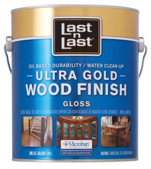 ABSOLUTE COATINGS 92001 LAST N LAST ULTRA GOLD WOOD FINISH GLOSS 275 VOC SIZE:1 GALLON.