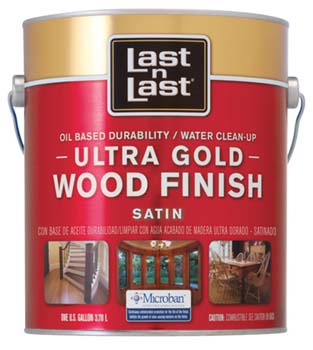 ABSOLUTE COATINGS 92101 LAST N LAST ULTRA GOLD WOOD FINISH SATIN 275 VOC SIZE:1 GALLON.