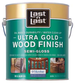 ABSOLUTE COATINGS 92201 LAST N LAST ULTRA GOLD WOOD FINISH SEMI GLOSS 275 VOC SIZE:1 GALLON.