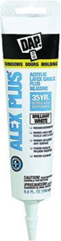 DAP 18128 ALEX PLUS ACRYLIC LATEX CAULK PLUS SILICONE WHITE SIZE:5.5 OZ PACK:12 PCS.