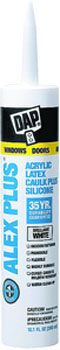 DAP 18152 ALEX PLUS ACRYLIC LATEX CAULK PLUS SILICONE WHITE SIZE:10.1 OZ PACK:12 PCS.