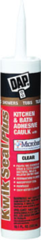 DAP 18516 KWIK SEAL PLUS PREMIUM KITCHEN & BATH ADHESIVE SEALANT WITH MICROBAN CLEAR SIZE:10.1 OZ PACK:12 PCS.